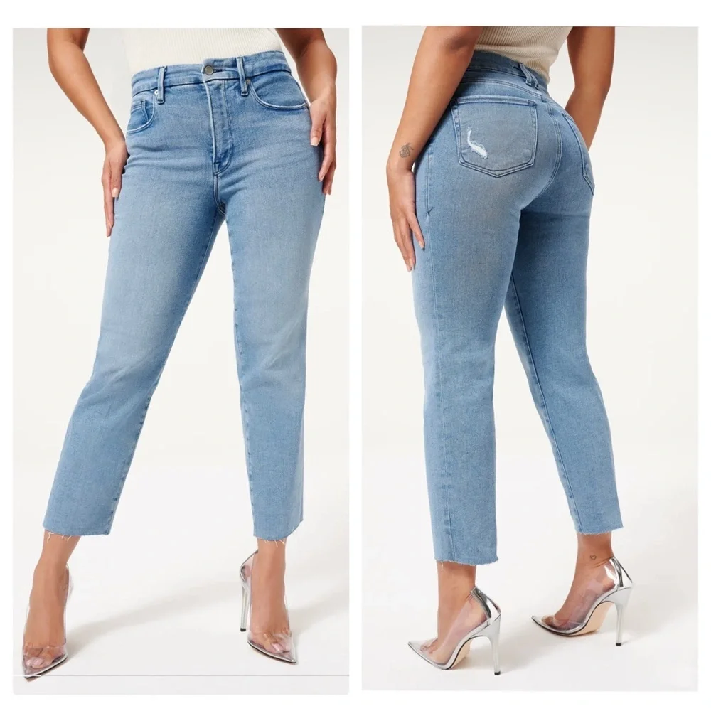 GOOD AMERICAN Good Legs Straight Cropped Jeans Size 8